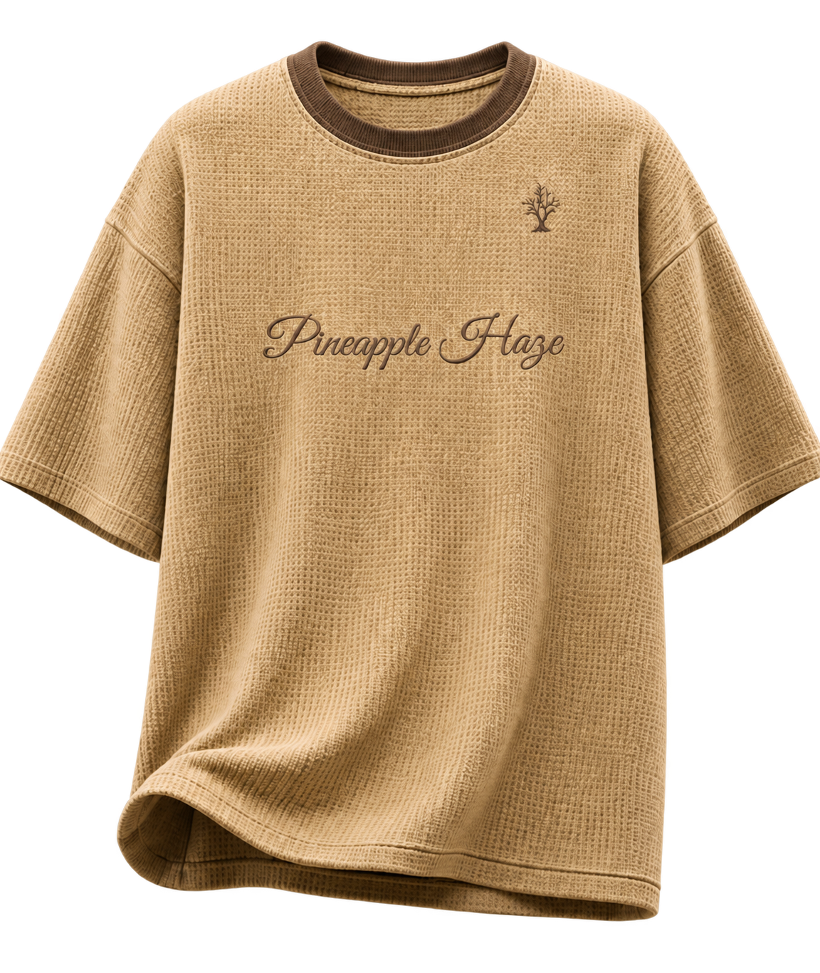 The Pineapple Haze tee, laid flat
